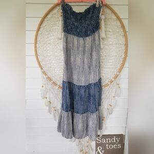 Jessica Simpson Coastal Cottage Core Strapless Maxi Dress Size Small